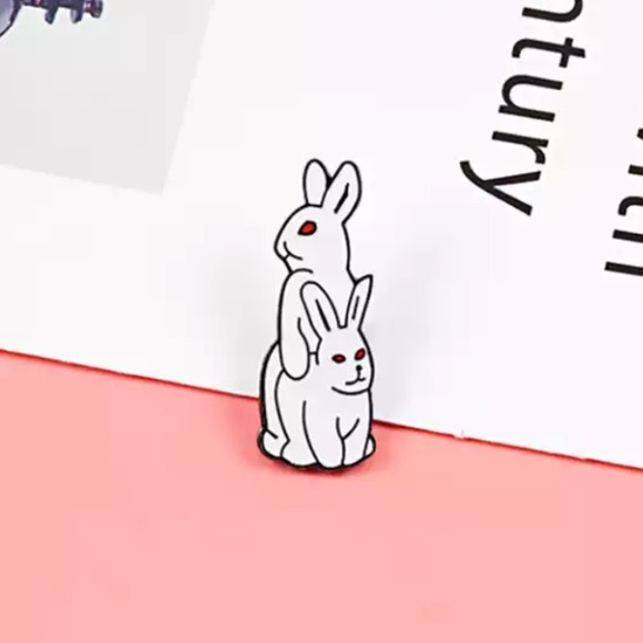 Set of 2 Matching Funny Bunny Sex Bulk Enamel Pins - Picture 3 of 11